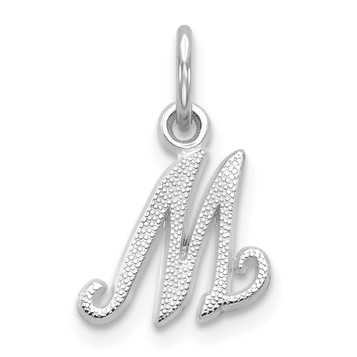 10K White Gold Initial M Charm Pendant - (A88-329)